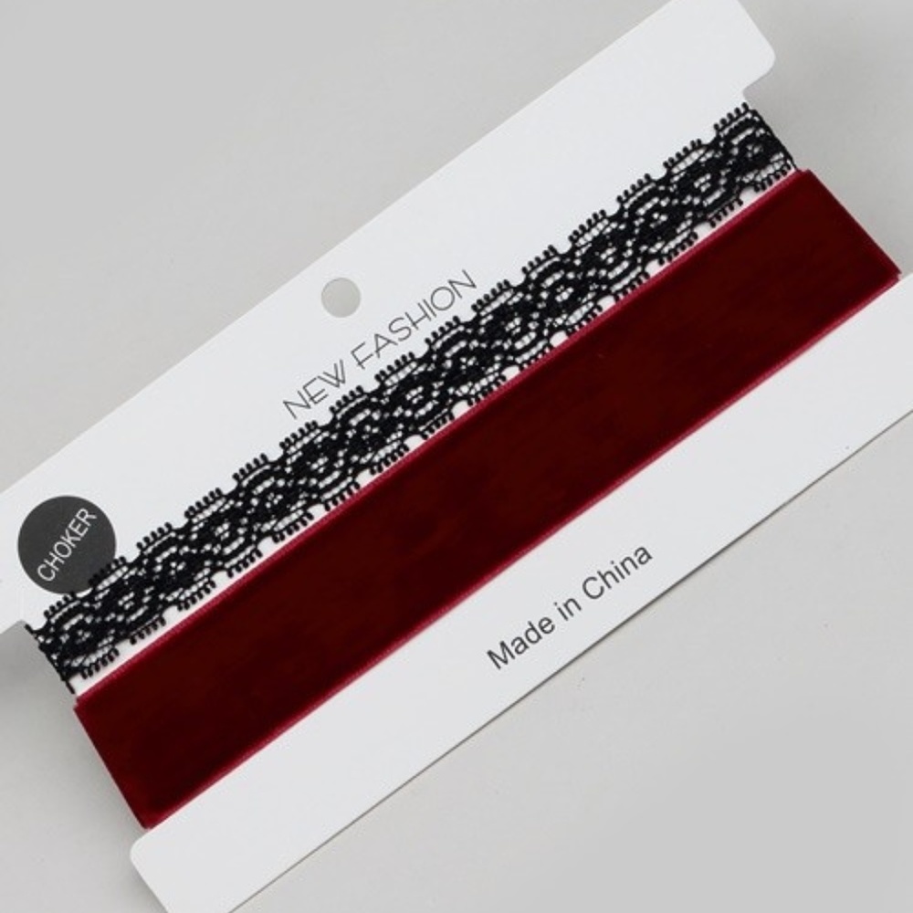 VELVET AND LACE TWO PIECE SET CHOKER NECKLACE